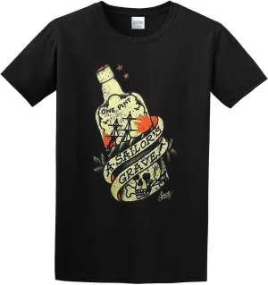 Sailor Jerry Tattoo Sailor's Grave Rum Bottle Unisex 100% Cotton Short-Sleeve T-Shirts Black