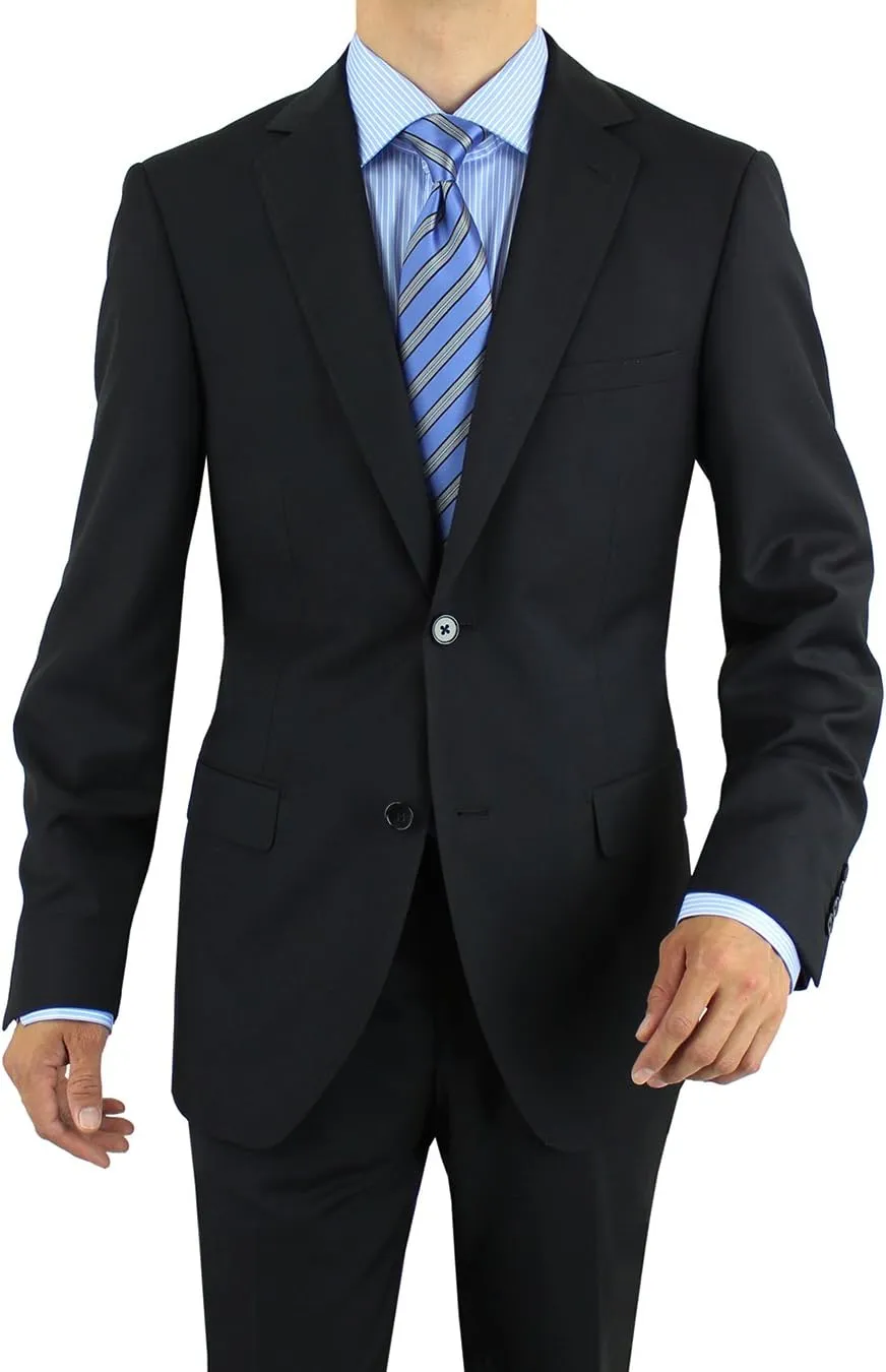 Salvatore Exte Men's 2 Button Two Piece Suit Single Vent Blazer Flat Front Pant