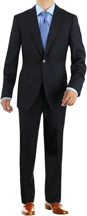 Salvatore Exte Men's 2 Button Two Piece Suit Single Vent Blazer Flat Front Pant
