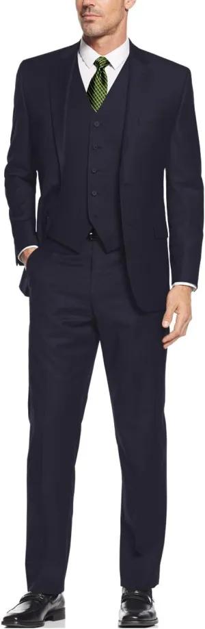 Salvatore Exte Men's Vested Three Piece Suit Blazer Jacket Dress Vest Plus Pant