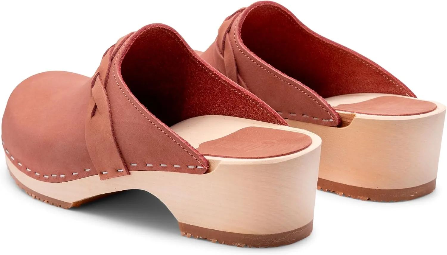 Sandgrens Handmade Swedish Wood Clogs for Women, Low Heel Mule | Brussels