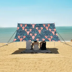Sea Life Pattern with Lobsters Beach Camping Tent Sun Shelter for Whole Family, Beach Shade Canopy with UPF50  UV Protection,Easy Set Up and Carry,Outdoor Shade for Trips, Fishing, Backyard Fun