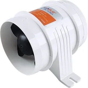 SEAFLO 4" 235 CFM 24V Round in-Line Bilge Blower Fan Low Noise, High Efficiency, Corrosion-Resistant ABS, ISO 8846 Certified, Marine Ventilation for Boats and RVs, 4-Year Warranty