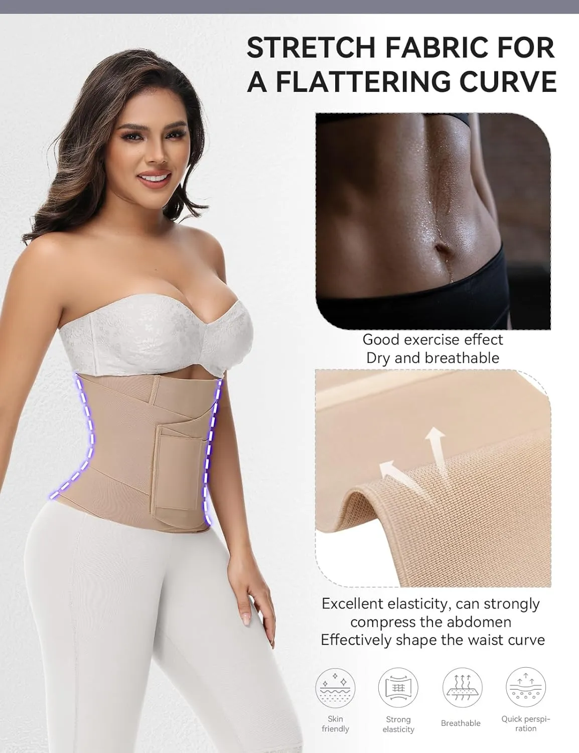 SHAPSHE Waist Trainer for Women Working out Cincher Body Shaper Tummy Control Waist Trimmer Belt Segmented Triple Wrap