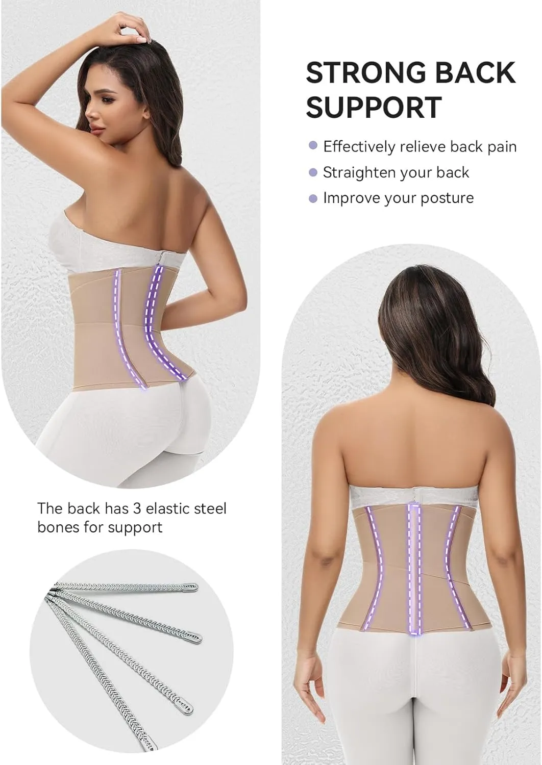 SHAPSHE Waist Trainer for Women Working out Cincher Body Shaper Tummy Control Waist Trimmer Belt Segmented Triple Wrap