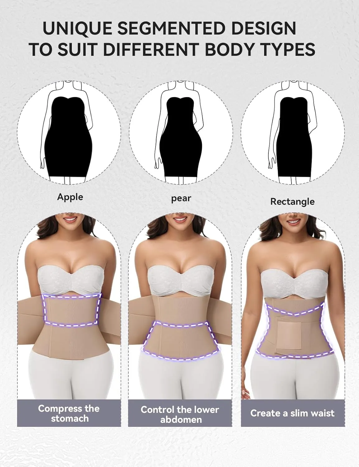 SHAPSHE Waist Trainer for Women Working out Cincher Body Shaper Tummy Control Waist Trimmer Belt Segmented Triple Wrap