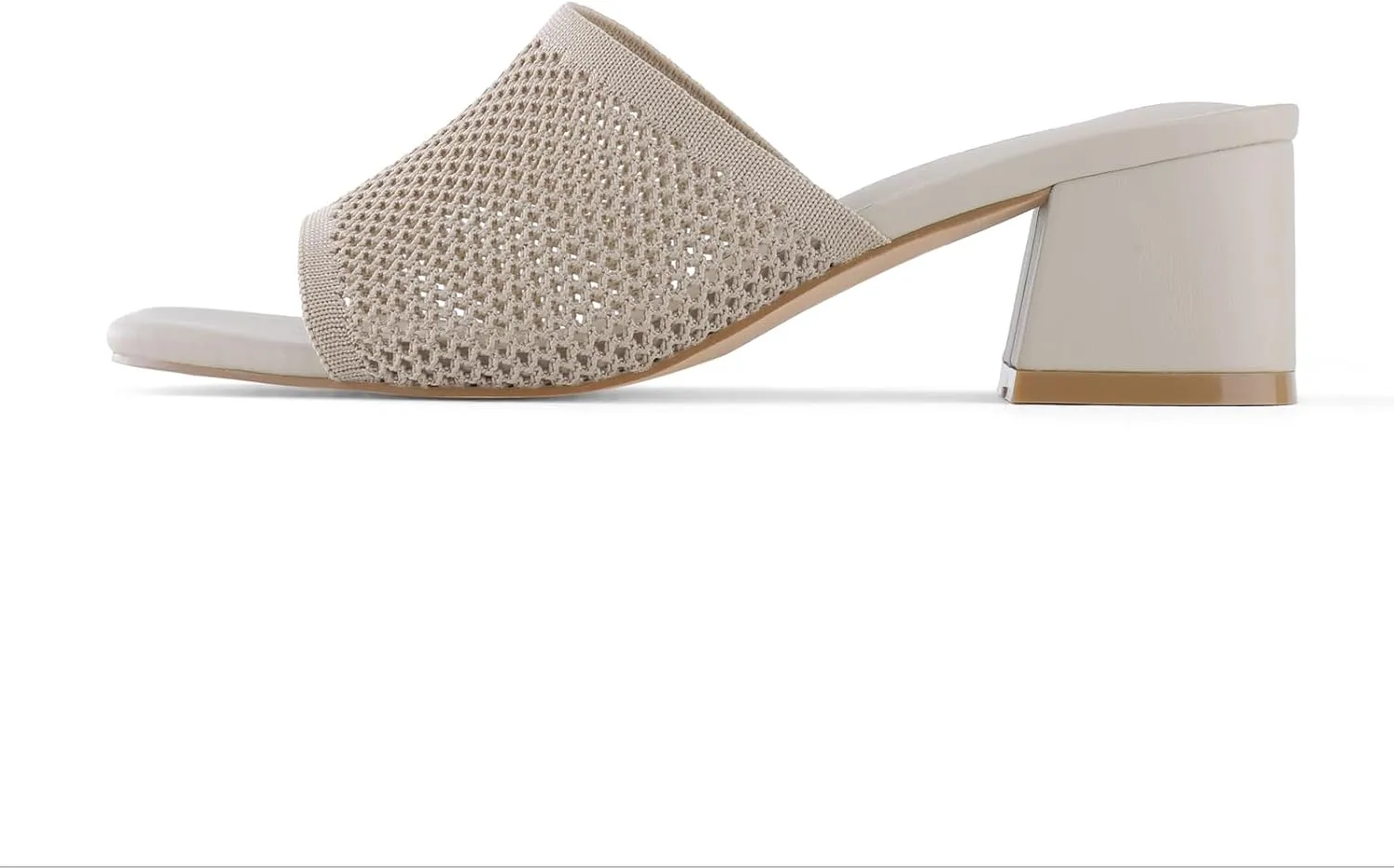 Shoe'N Tale Heeled Sandals For Women Square Open Toe Heeled Mules Chunky Block Low Heel Slip On Slides