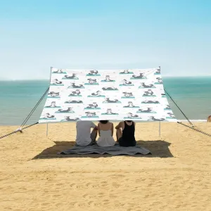 Siberian Husky Exercises Beach Canopy Tent Anti-UV & Wind Resistant, Yoga Dogs Poses Camping Sun Shelter Easy Setup Portable,Outdoor Shade Tents with Sandbags,Sand Shovels,Ground Pegs & Stabilit