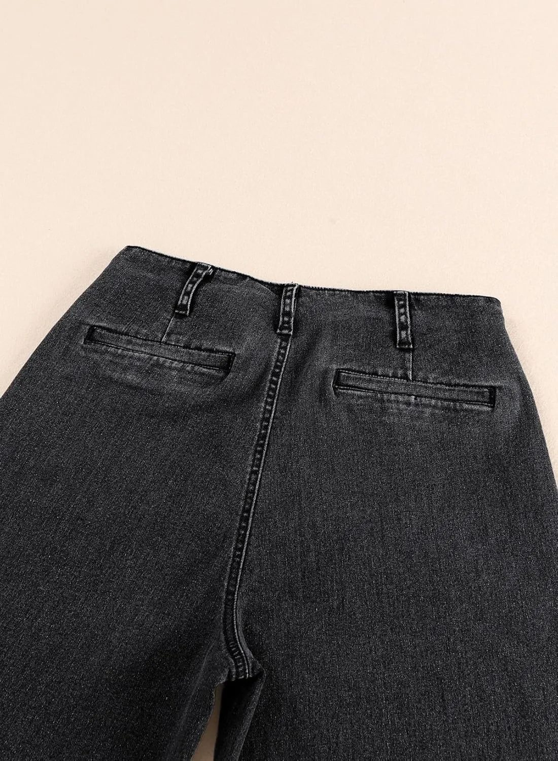 Sidefeel Women's Wide Leg Jeans High Waisted Zimbaplatinum Stretchy Straight Leg Jeans Buttoned Loose Denim Pants with Pocket