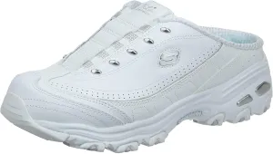 Skechers Women's D'Lites Bright Sky Mule, White/White/Silver, Size 8.5