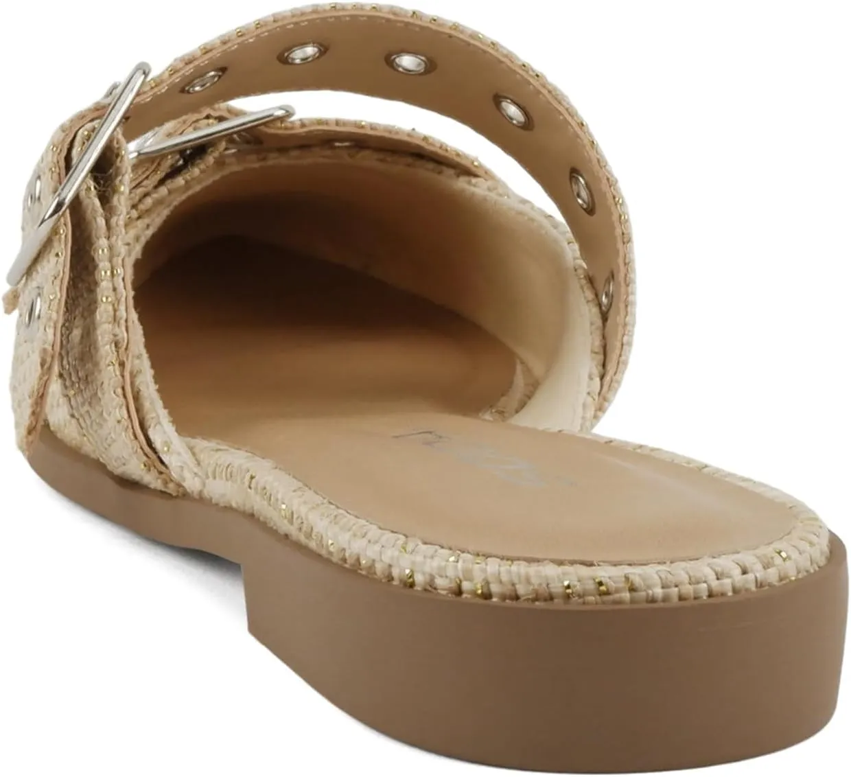 Soda Usual ~ Women Pointed Toe Slip-On Low Heel Mule with Buckle Straps