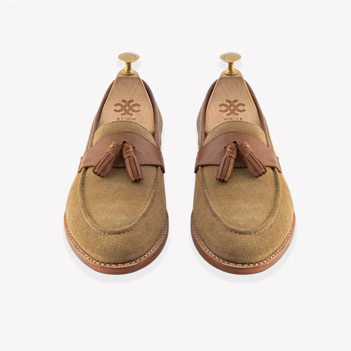 Southwark Big Tassel Beige Suede Slip-ons Shoes