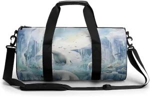 Sports Gym Bag for Women Men Travel Duffel Bag Polar Bears And Seals Weekender Bag Canvas Carry on Overnight Bag for Travel Swimming Fitness Workout Sports Duffle Bag