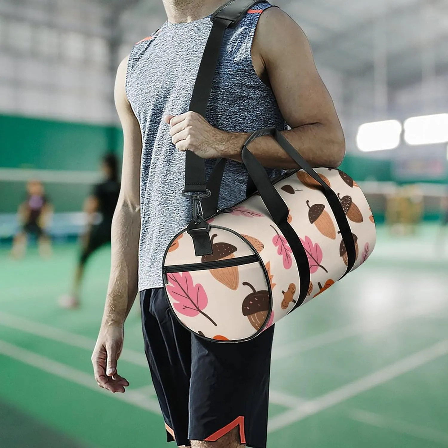 Sports Gym Bag for Women Men Travel Duffel Bag Pumpkins And Acorns Weekender Bag Canvas Carry on Overnight Bag for Travel Swimming Fitness Workout Sports Duffle Bag, 17.7in/9in/9in, style-2-1