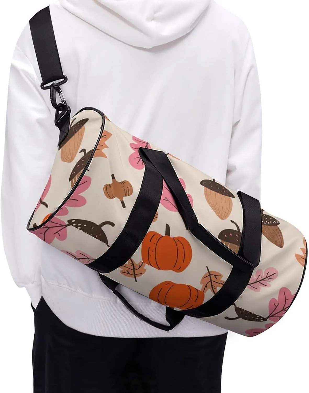 Sports Gym Bag for Women Men Travel Duffel Bag Pumpkins And Acorns Weekender Bag Canvas Carry on Overnight Bag for Travel Swimming Fitness Workout Sports Duffle Bag, 17.7in/9in/9in, style-2-1