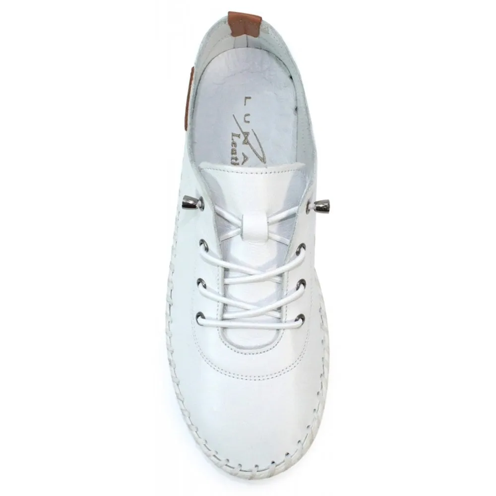 St Ives Leather Plimsole White