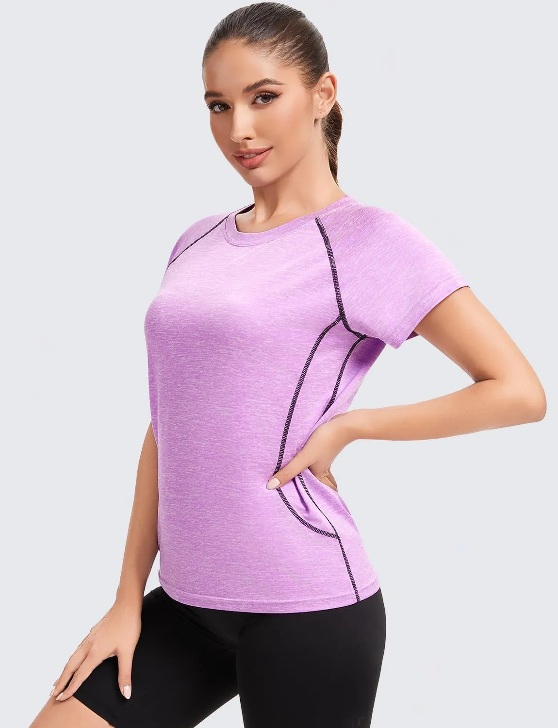 Star Vibe 4 Pack Women's Compression Shirt Short Sleeve Workout Tops Dry Fit Athletic Baselayer Gym Yoga Running T-Shirt
