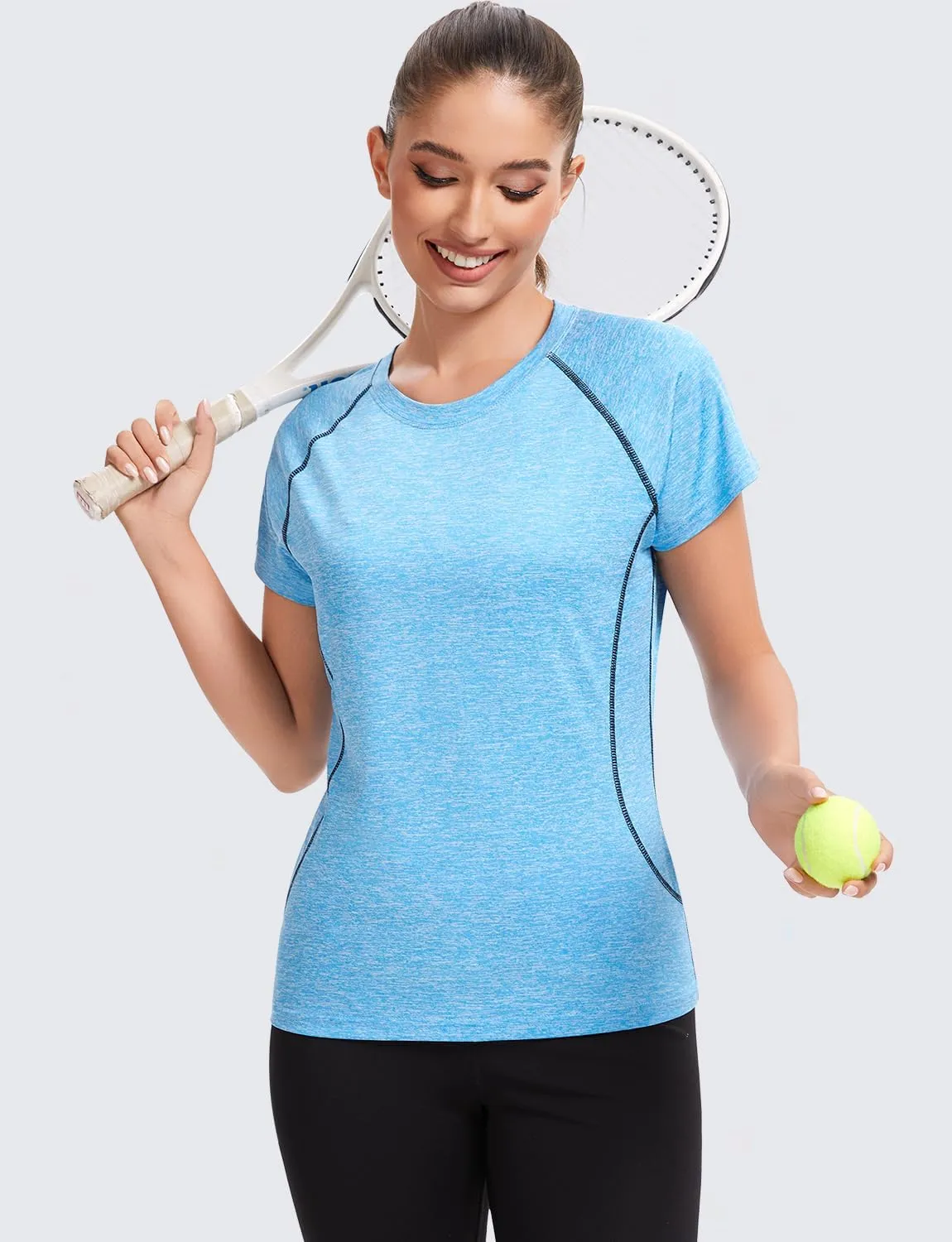 Star Vibe 4 Pack Women's Compression Shirt Short Sleeve Workout Tops Dry Fit Athletic Baselayer Gym Yoga Running T-Shirt