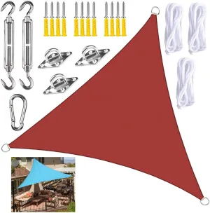 Sun Shade Sail, Waterproof Anti-Uv Awning Canopy with Fixing Kits, Triangle Sunscreen Awning for Patio Deck Yard Lawn Garden Outdoor Activities,Rust Red-3x3x3m
