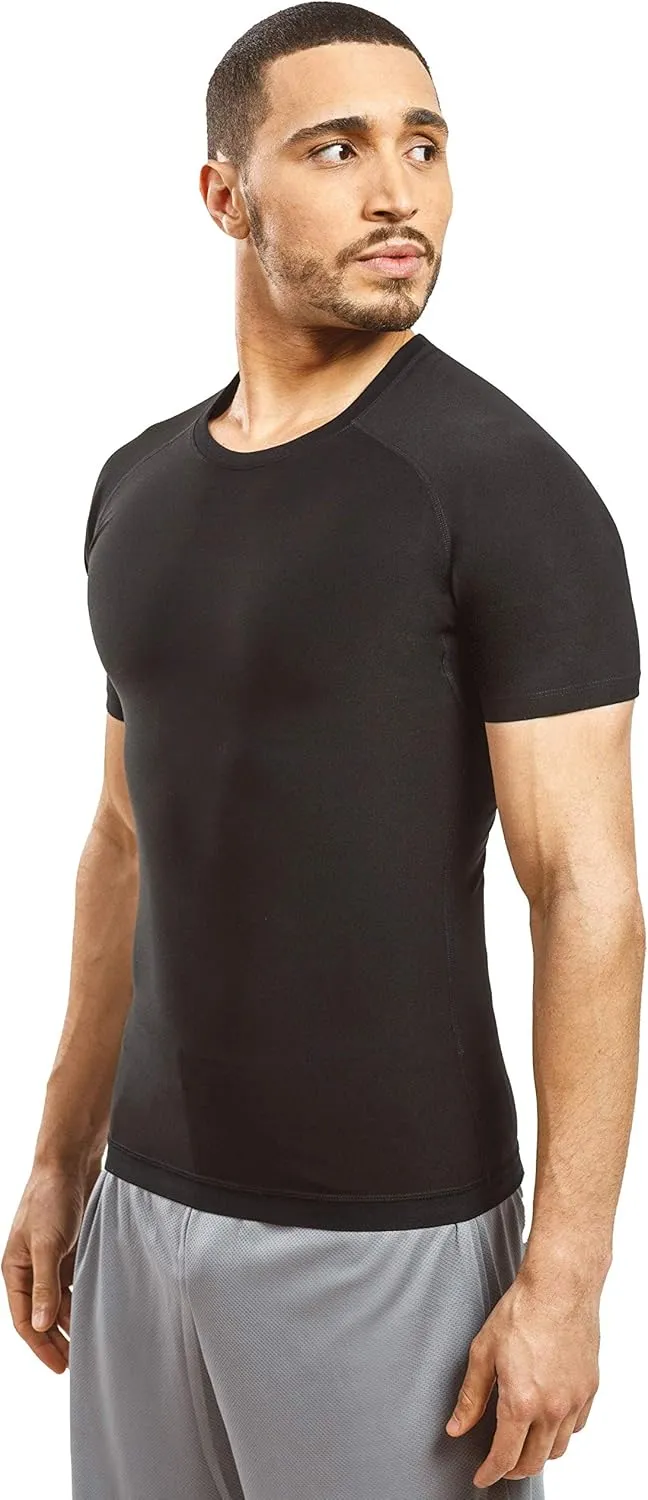 Sweat Shaper Men's Sauna Suit Shirt Athletic Tee, Short Sleeve Compression T-Shirt, Performance Baselayer Workout Shirt