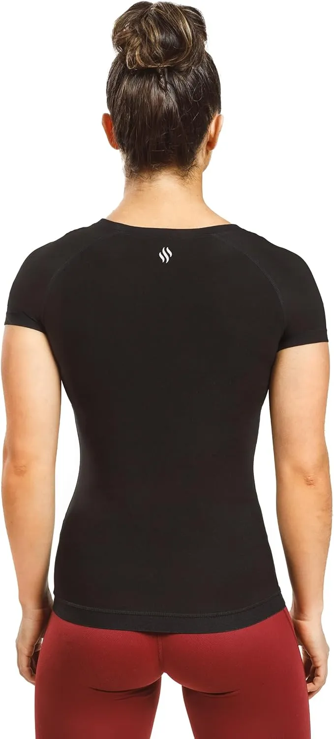 Sweat Shaper Women's Athletic Tee, Short Sleeve High-Performance Compression T-Shirt, Performance Baselayer Workout Shirt