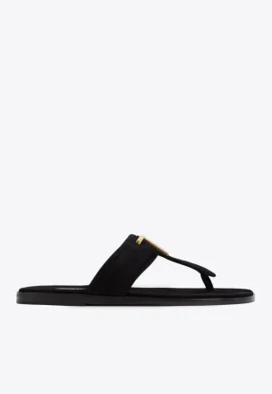 T-Logo Leather Sandals