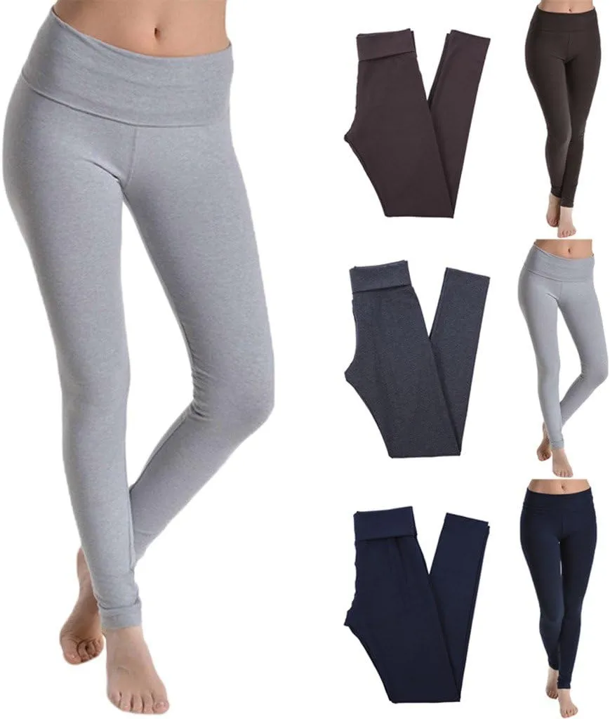 T Party Solid Fold Over Waistband Leggings