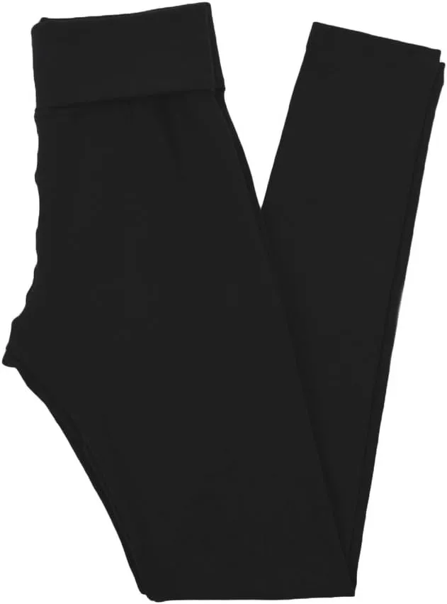 T Party Solid Fold Over Waistband Leggings