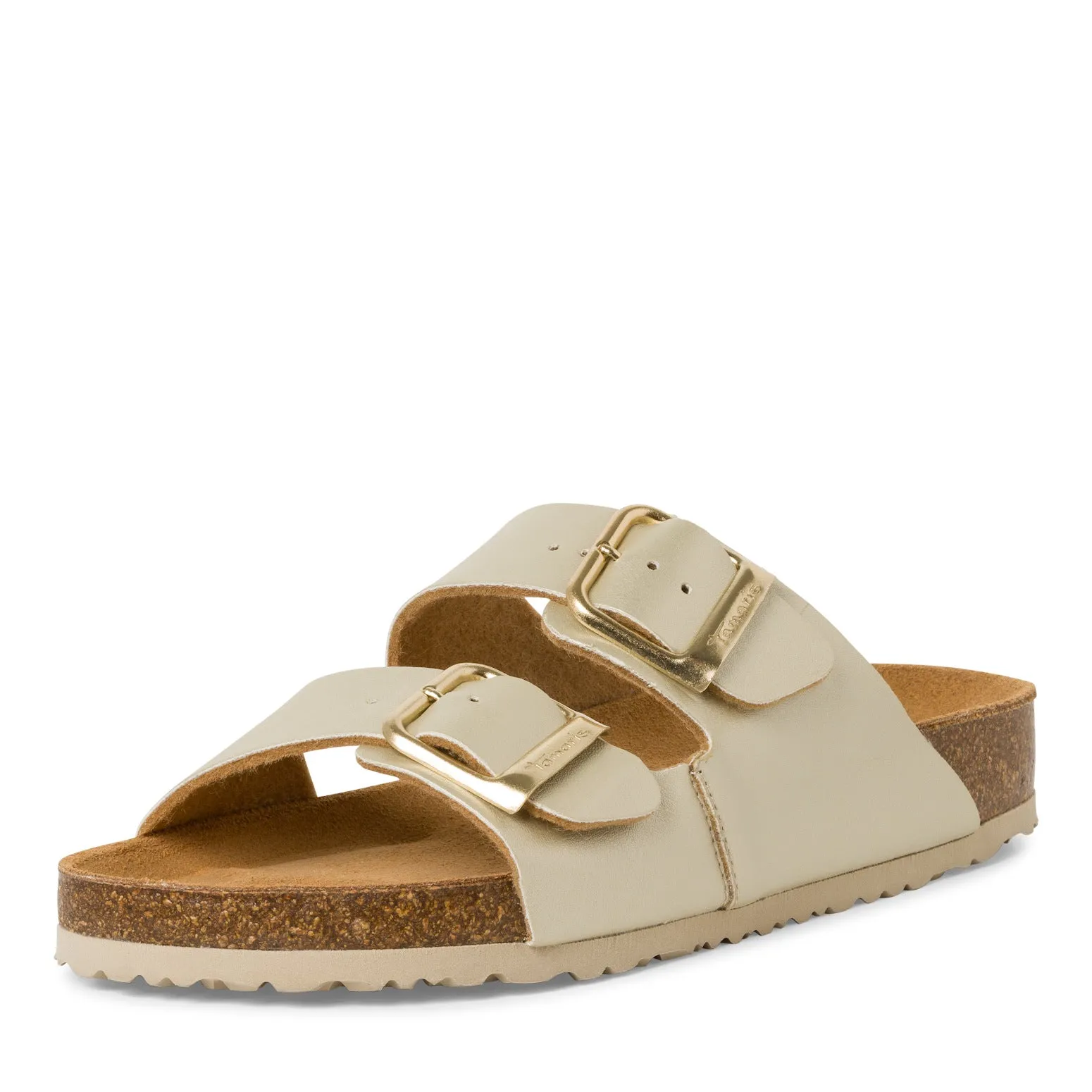 TAMARIS - 27503-933 FLAT DOUBLE STRAP MULE - LIGHT GOLD