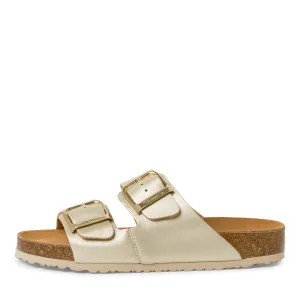 TAMARIS - 27503-933 FLAT DOUBLE STRAP MULE - LIGHT GOLD