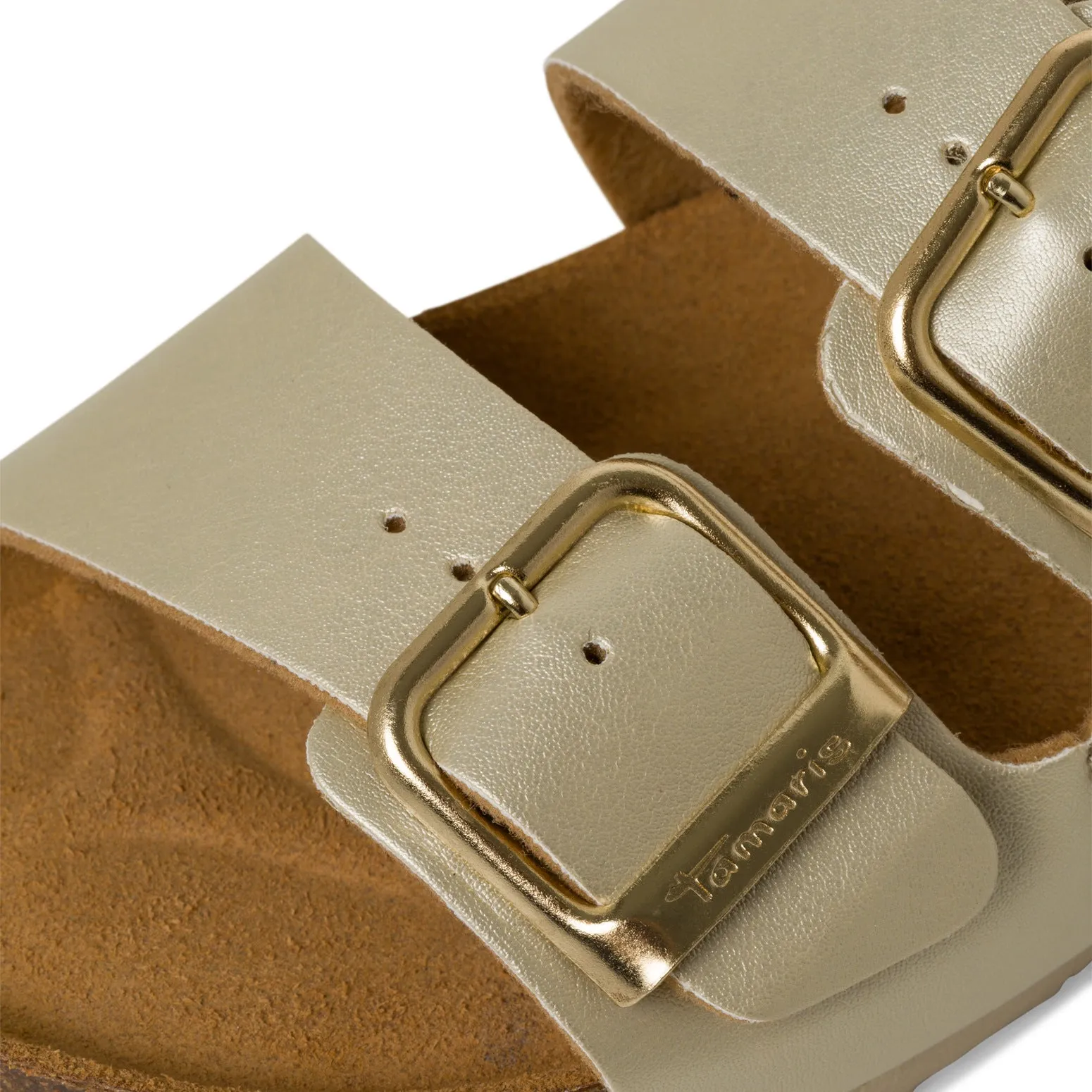 TAMARIS - 27503-933 FLAT DOUBLE STRAP MULE - LIGHT GOLD