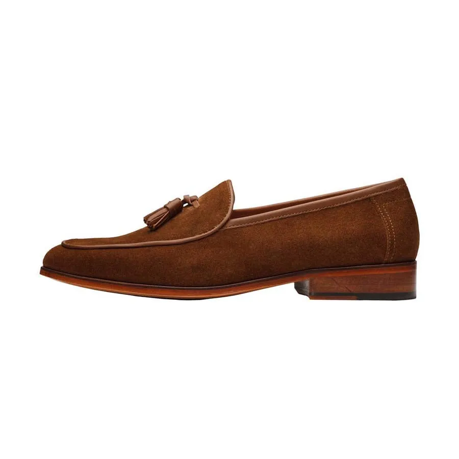 Tan Suede Belgian Tassel Loafer
