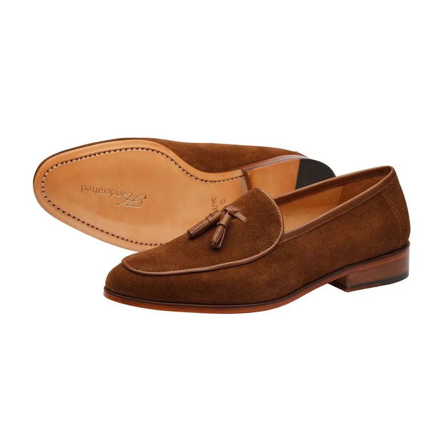 Tan Suede Belgian Tassel Loafer