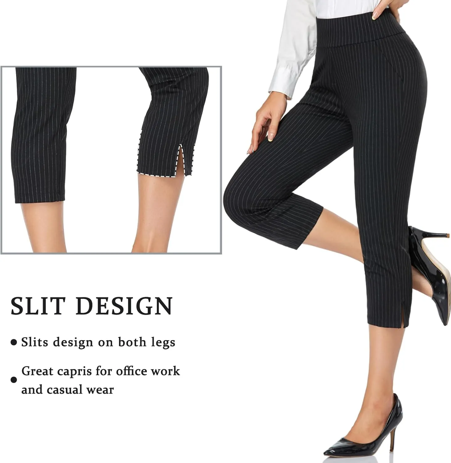 Tapata Women's Capri Dress Pants 19"/20.5" Stretch High-Waist Crop Office Work Pants Summer Casual Capris Slacks Yoga