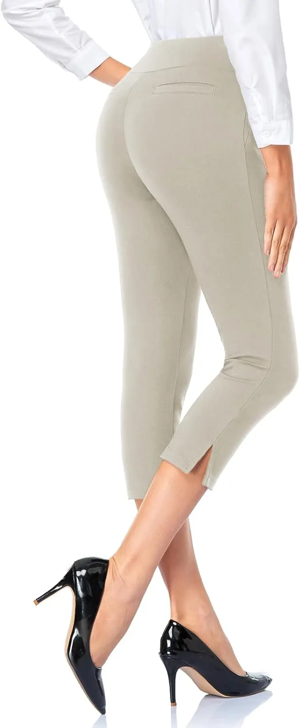 Tapata Women's Capri Dress Pants 19"/20.5" Stretch High-Waist Crop Office Work Pants Summer Casual Capris Slacks Yoga