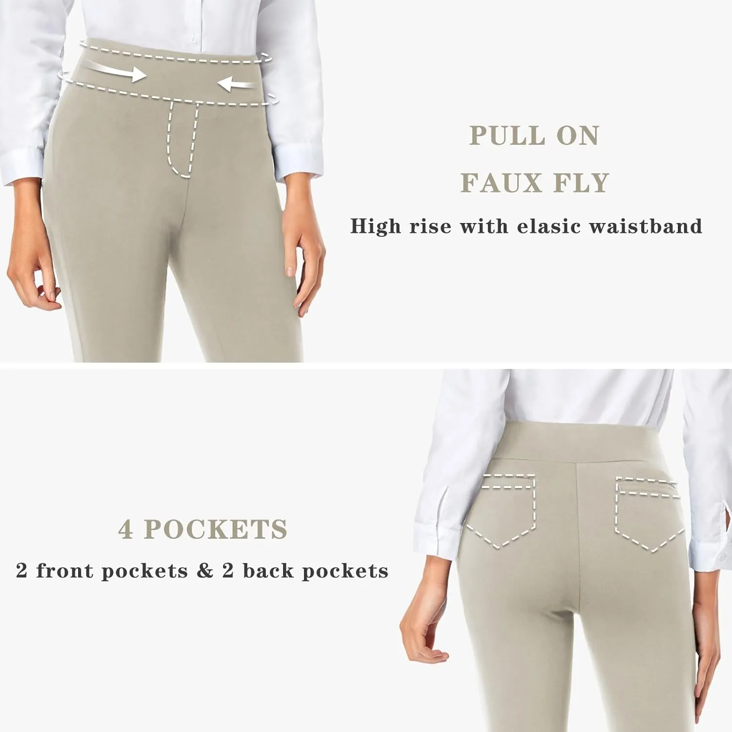 Tapata Women's Capri Dress Pants 19"/20.5" Stretch High-Waist Crop Office Work Pants Summer Casual Capris Slacks Yoga