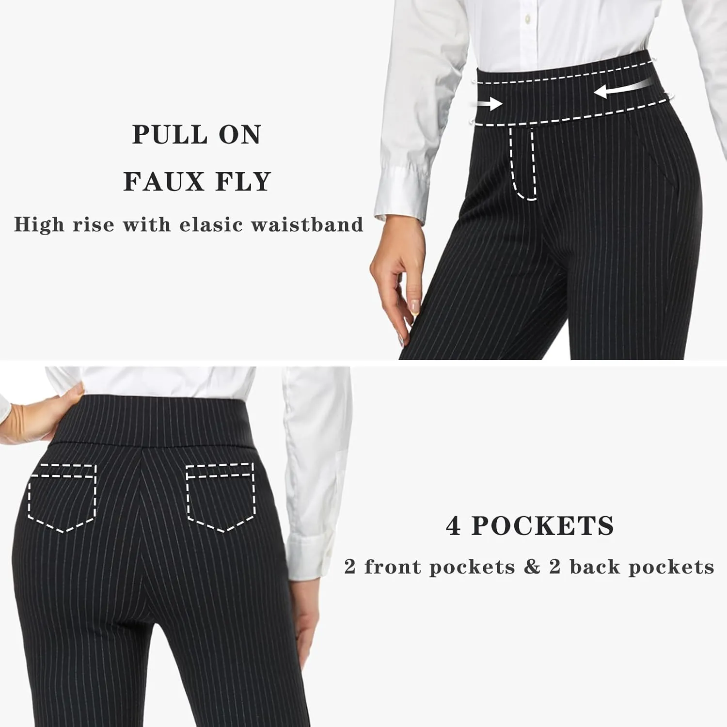 Tapata Women's Capri Dress Pants 19"/20.5" Stretch High-Waist Crop Office Work Pants Summer Casual Capris Slacks Yoga