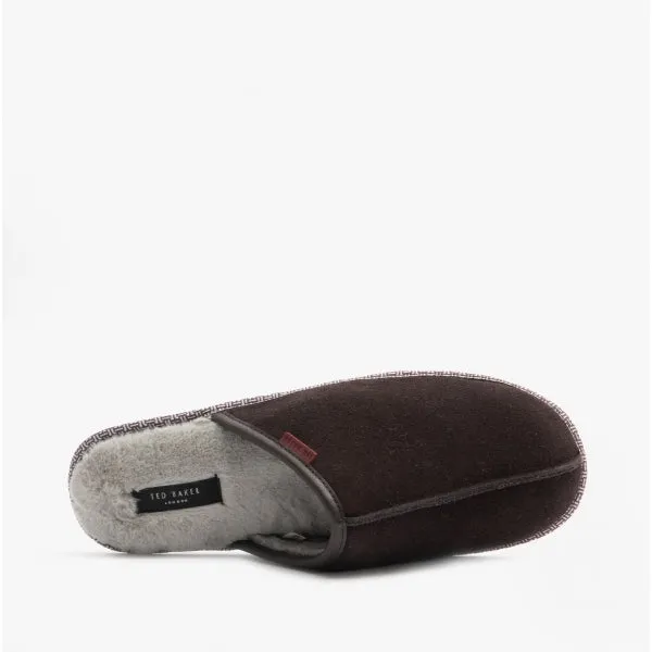 Ted Baker PETERR Mens Suede Mule Slippers Brown