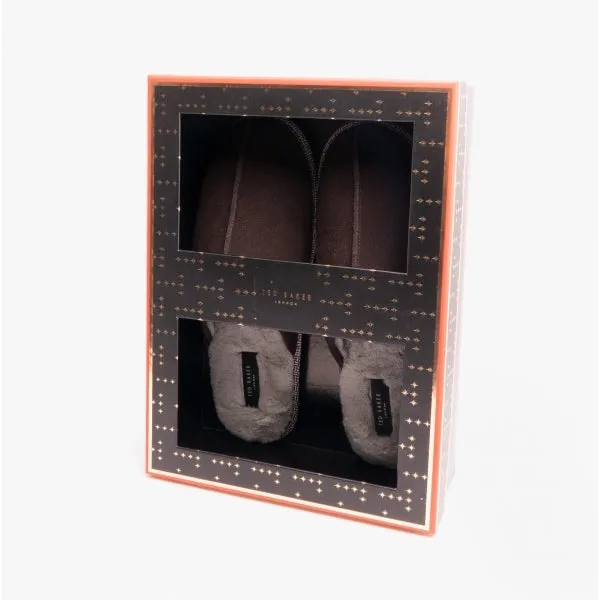 Ted Baker PETERR Mens Suede Mule Slippers Brown