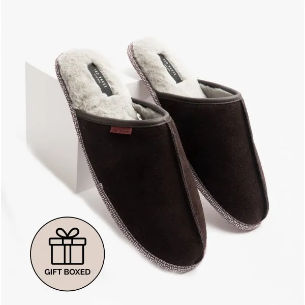 Ted Baker PETERR Mens Suede Mule Slippers Brown