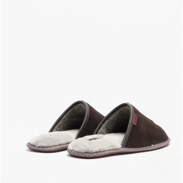 Ted Baker PETERR Mens Suede Mule Slippers Brown