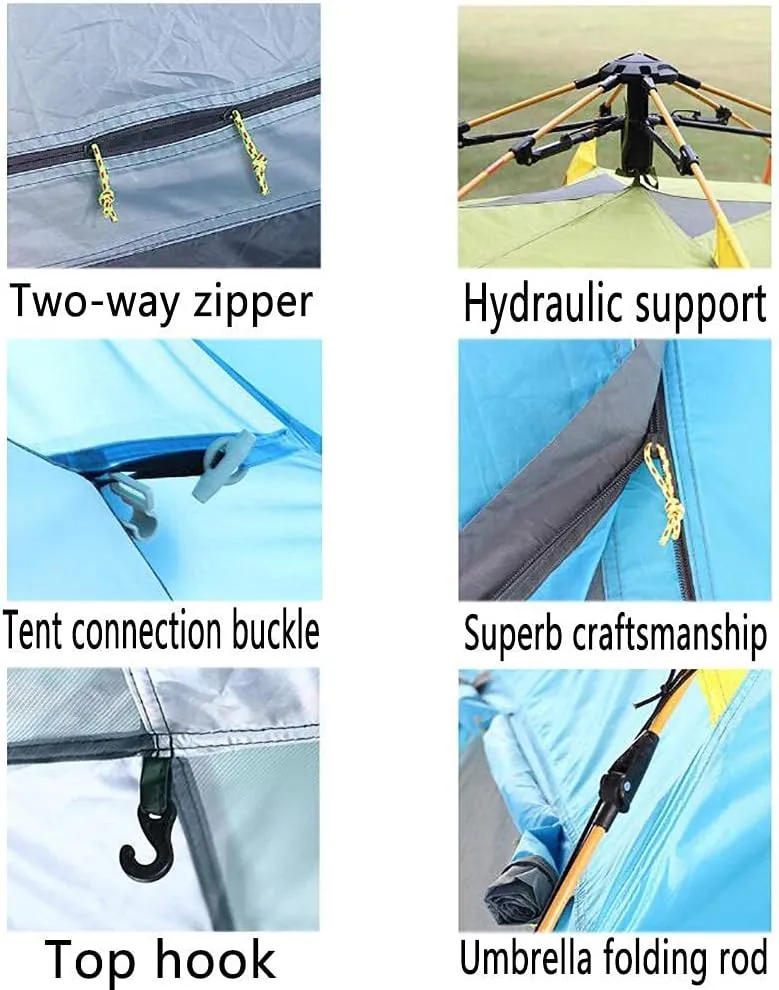 Tent,Camping Family Waterproof Camping Tent,Traveling Easy Set Up Double Layer 3-4 People Dark Green 85x45inch