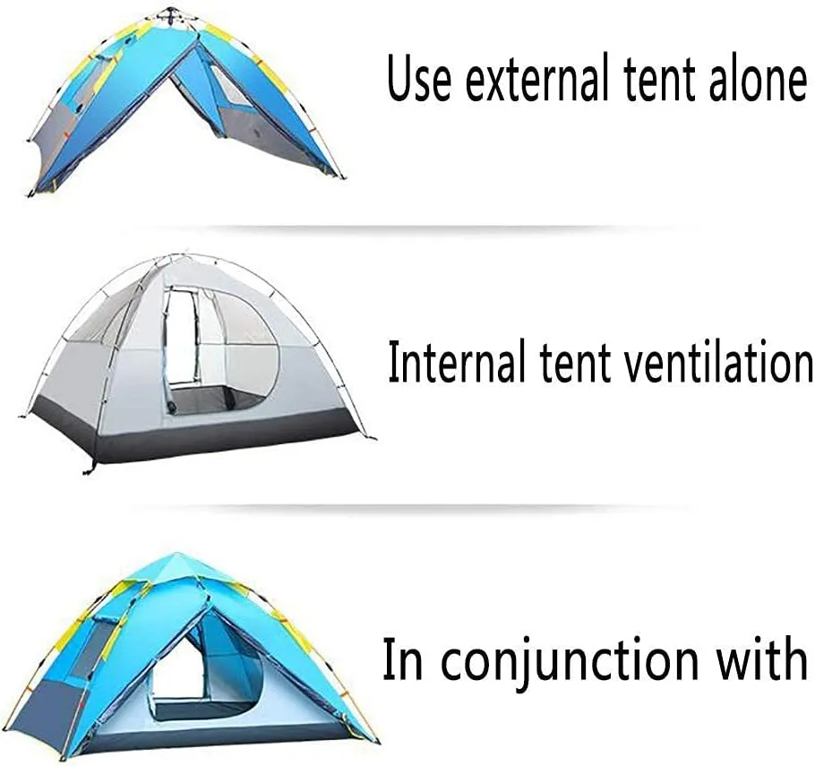 Tent,Camping Family Waterproof Camping Tent,Traveling Easy Set Up Double Layer 3-4 People Dark Green 85x45inch