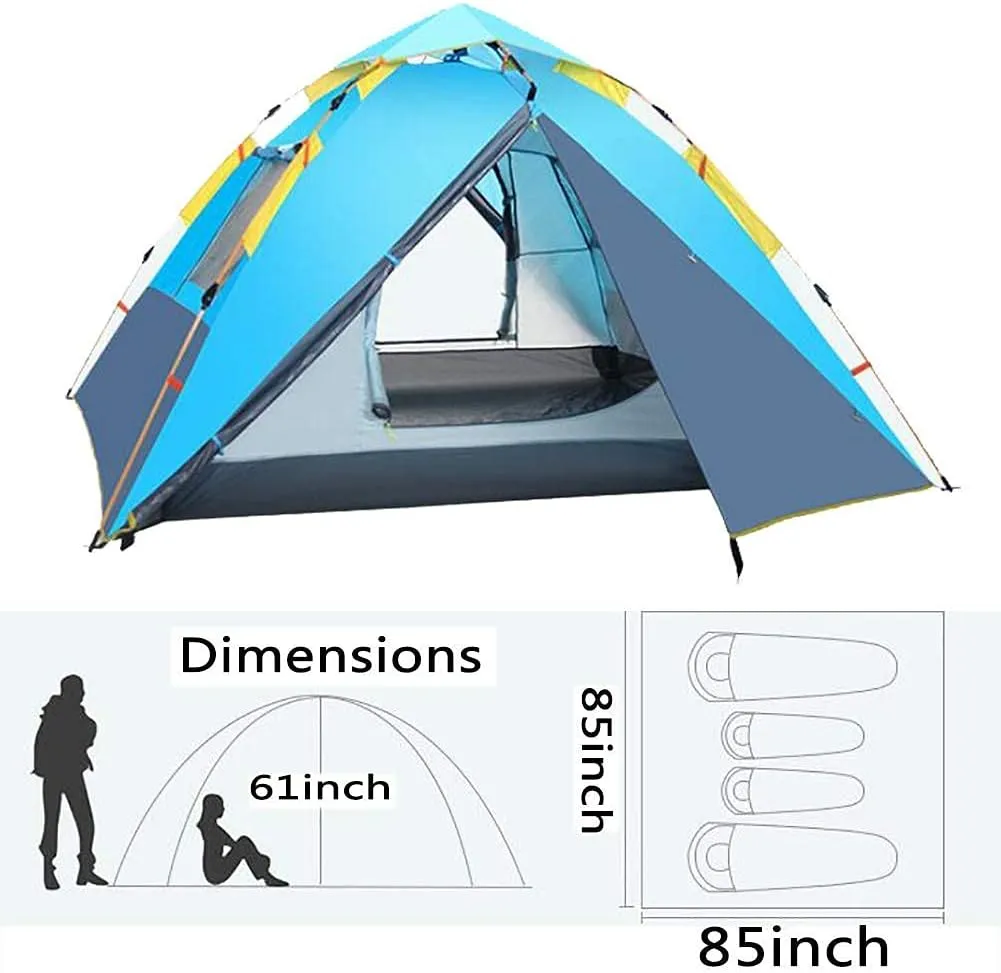 Tent,Camping Family Waterproof Camping Tent,Traveling Easy Set Up Double Layer 3-4 People Dark Green 85x45inch