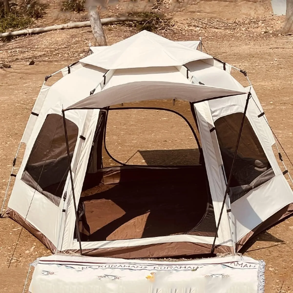 Tents for Camping 3/4 Person Pop Up Tent Beach Tent Sun Shelter,Camping Tents 4 Man Portable Backpacking Tent,Waterproof,Advanced Ventilation, Festival Essential, White