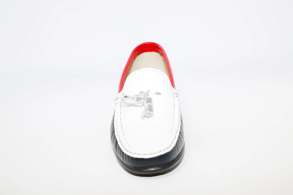 TERESA TORRES - Navy/White/Red Leather Loafer