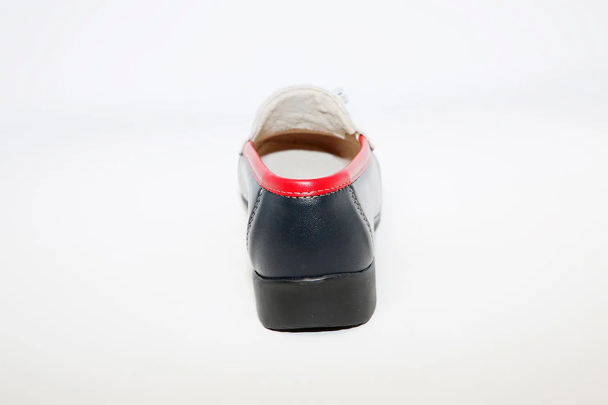 TERESA TORRES - Navy/White/Red Leather Loafer