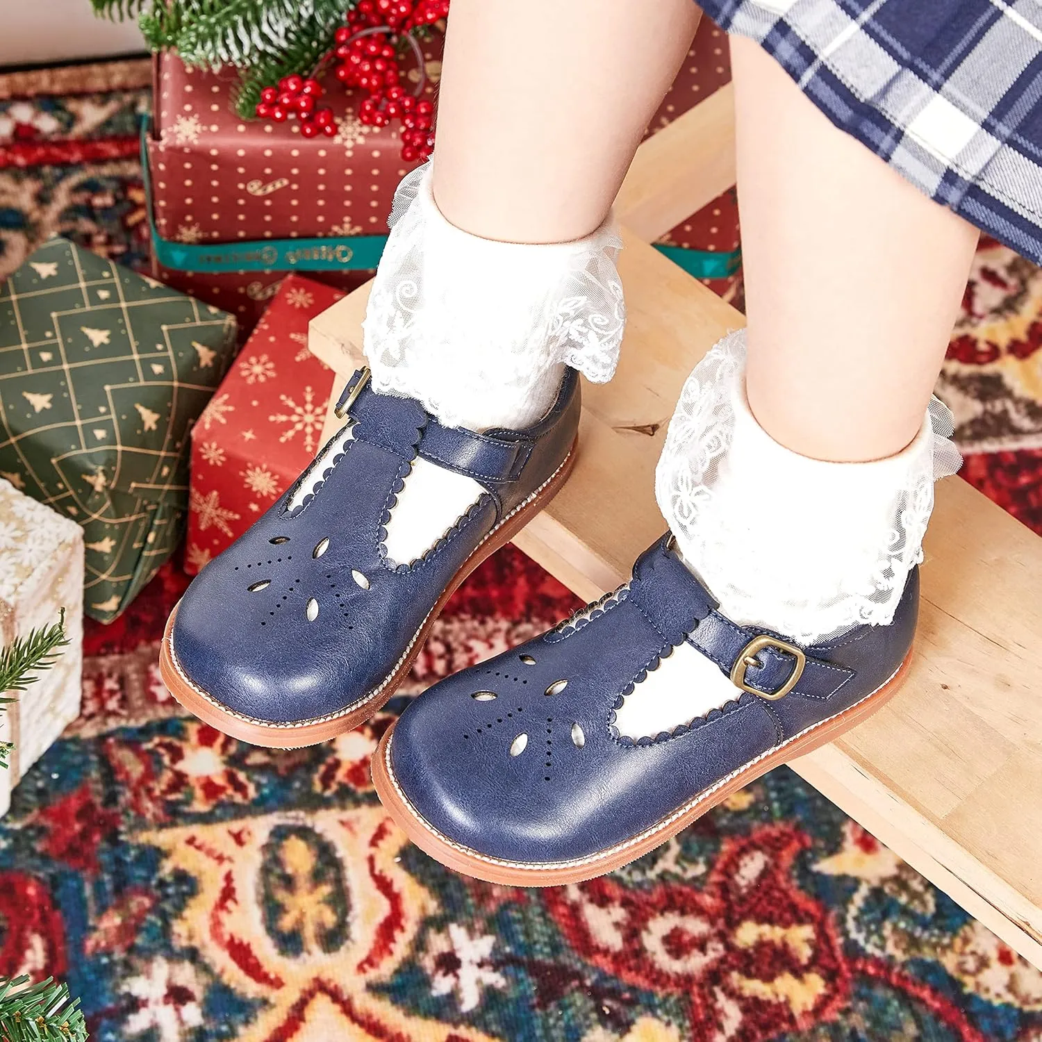 Todder Little Girls Oxford Shoes Mary Jane T-Strap School Uniform Party Dress Flat Shoes