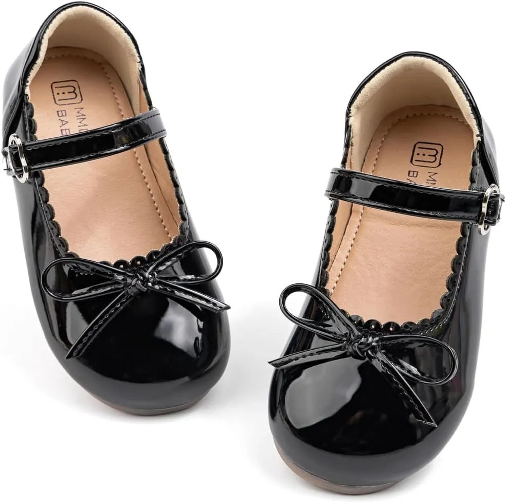 Toddler Girl Dress Shoes Bow Knot Mary Jane Flat Shoes Little Girl Wedding Party School Church Shoes