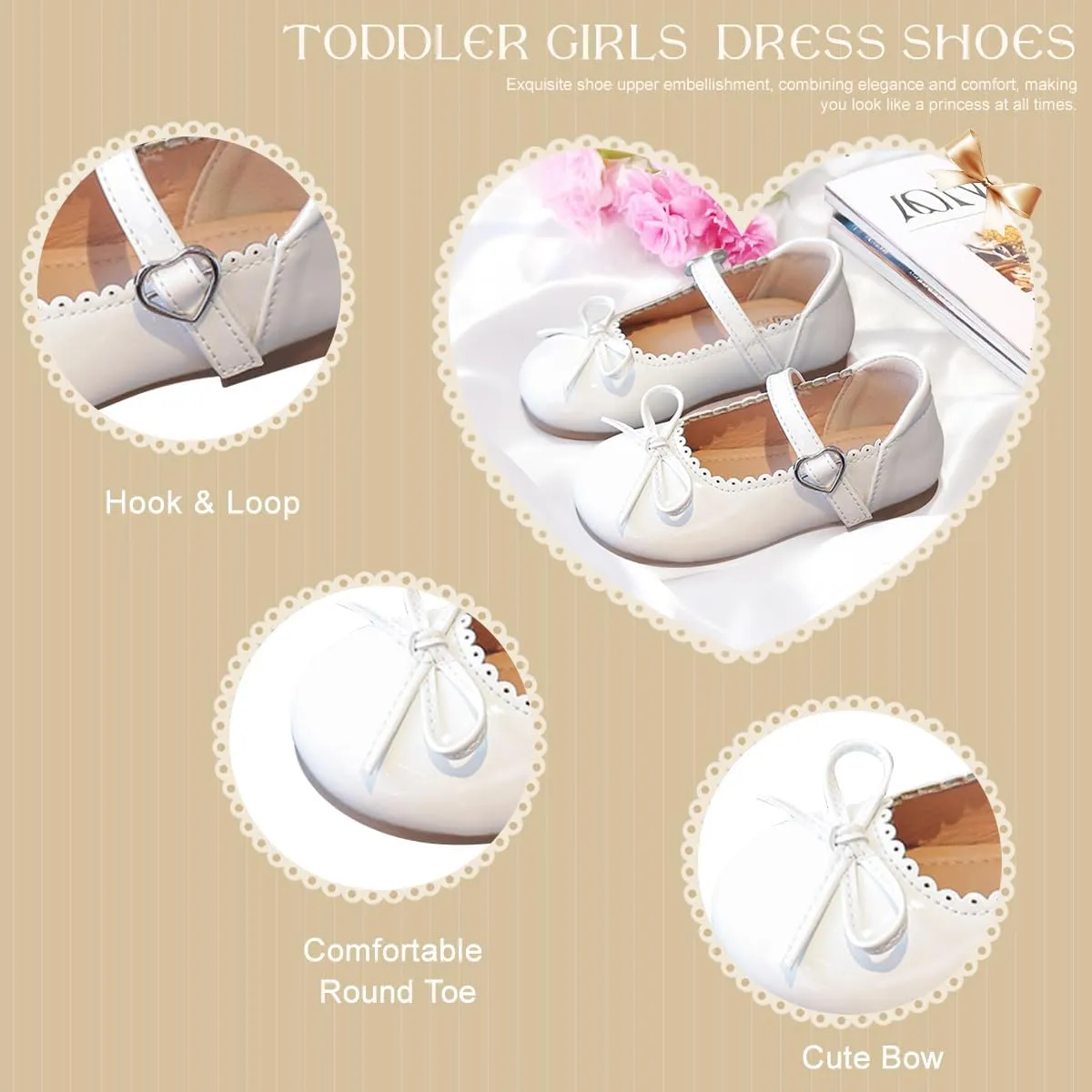 Toddler Girl Dress Shoes Bow Knot Mary Jane Flat Shoes Little Girl Wedding Party School Church Shoes